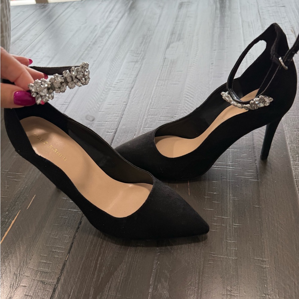 Marc Fisher Black Heels with Silver Accents